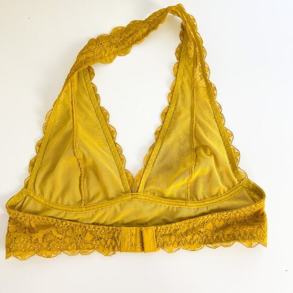Intimately Free People Size S Halter Lace Bralette Bra Yellow - Picture 3 of 6